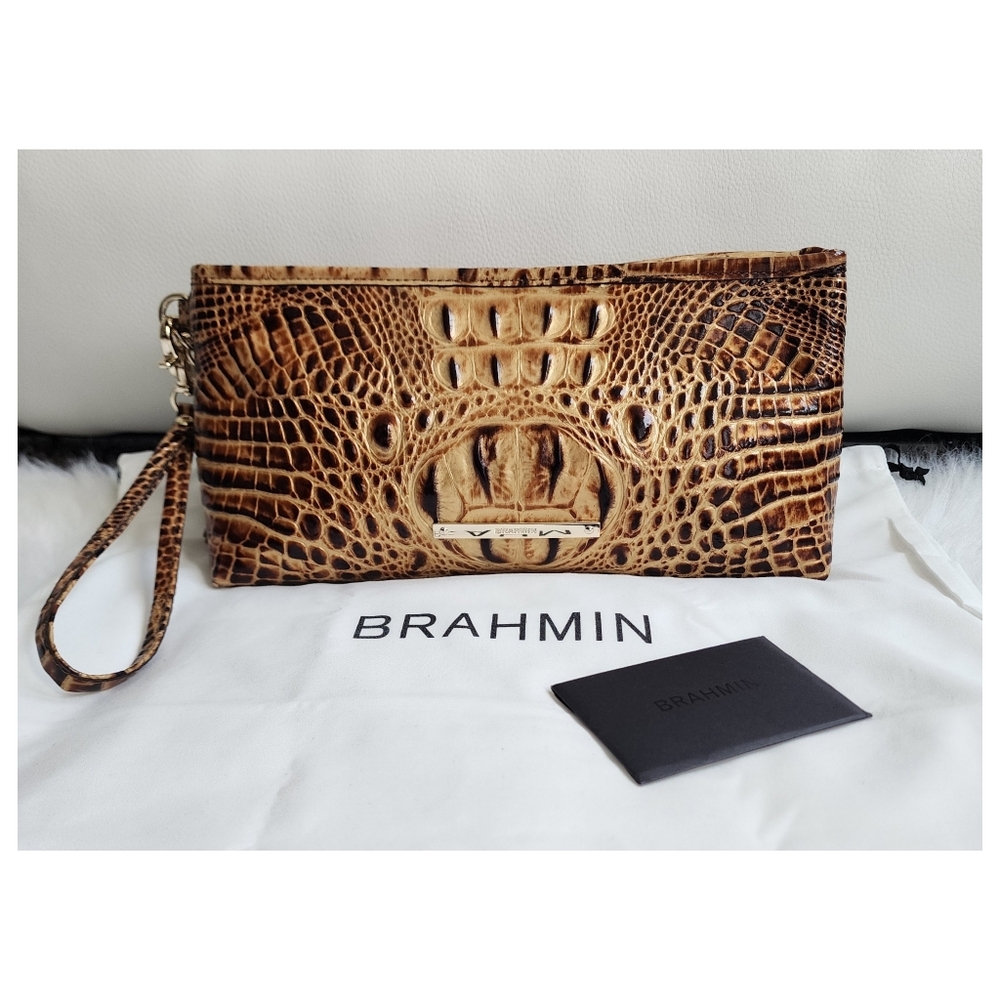 Brahmin Kayla Toasted Melborne Wristlet/Clutch w/dustbag